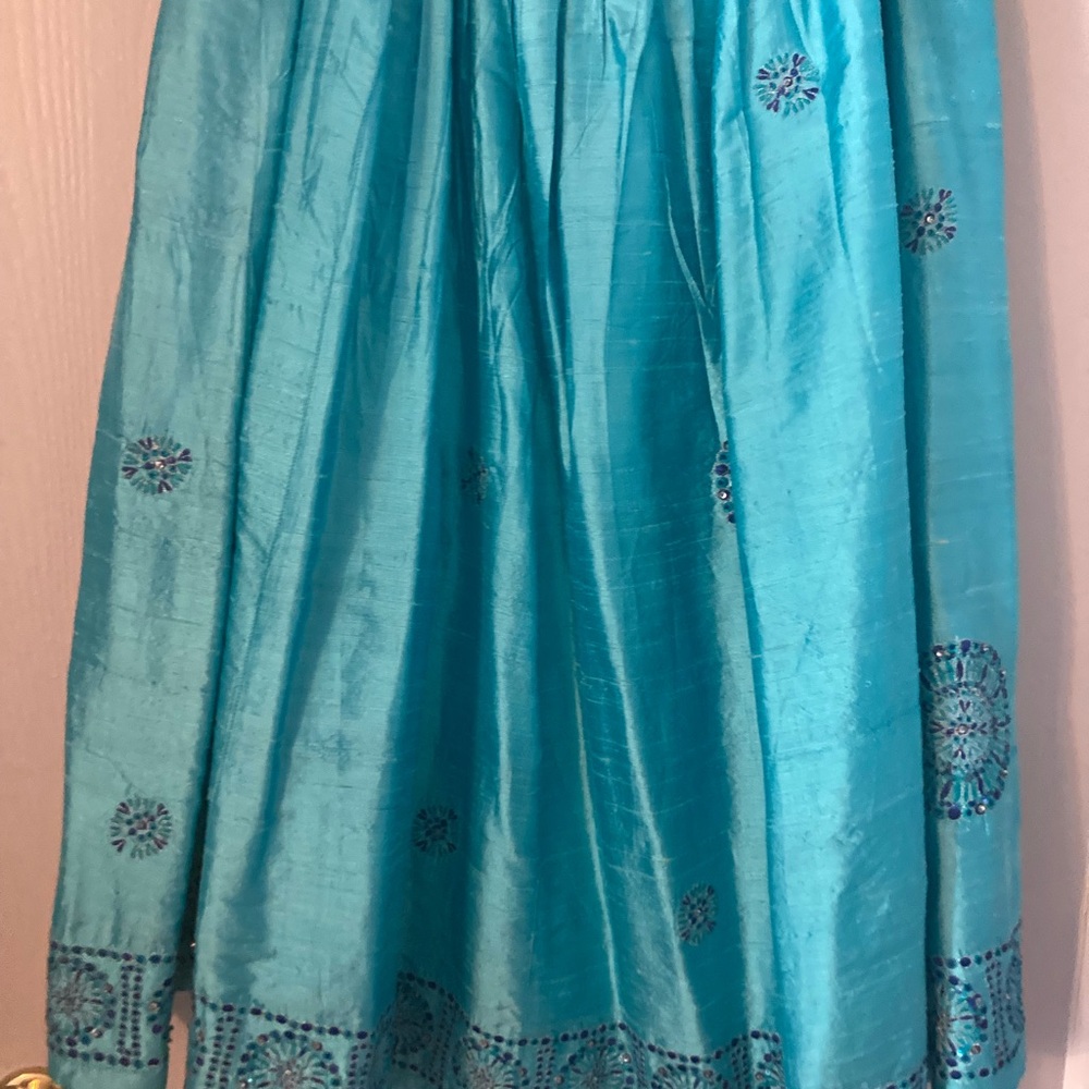 Soft Surroundings Turquoise Embroidered Maxi Skirt - Picture 5 of 10